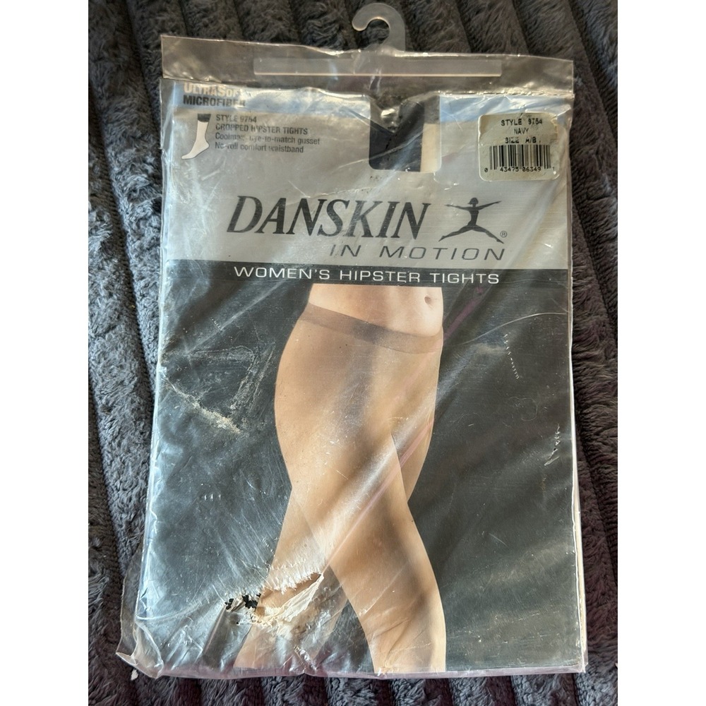 VTG DANSKIN Women's Hipster, Tights Size A/B navy  #9754 NIP A3